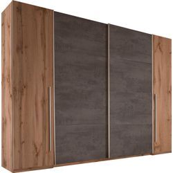 Schwebetürenschrank SCHLAFKONTOR "Match", grau (wildeichefarben, betonfarben), B:270cm H:225cm T:61cm, Schränke, mit Dreh- und Schwebetüren