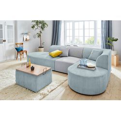 Sofa-Eckelement ANDAS "Alesund", blau (petrol), B:99cm H:84cm T:183cm, Cord (100% Polyester), Filzoptik (100% Polyester), Polsterelemente, als Einzelelement oder Modulteil