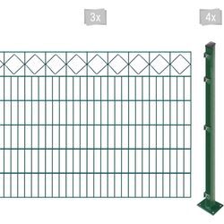 Doppelstabmattenzaun ARVOTEC "EASY 120 zum Aufschrauben "Karo" mit Zierleiste", grün (dunkelgrün), H:120cm, Stahl, Kunststoff, Zaunelemente, Zaunhöhe 120 cm, Zaunlänge 2 - 60 m