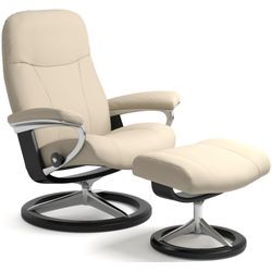 Relaxsessel STRESSLESS "Garda", beige (cream batick), B:82cm H:102cm T:72cm, Sessel, mit Signature Base, Größe M, Gestell Schwarz