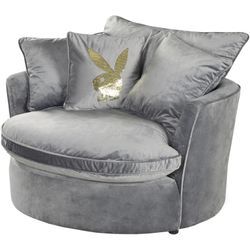 Drehsessel PLAYBOY "ELOISE", grau (anthrazit), B:110cm H:88cm T:110cm, Sessel