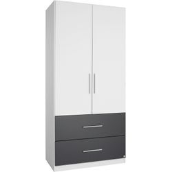 Kleiderschrank RAUCH "Alvor", schwarz-weiß (weiß, graumetallic), Schränke, B/H/T: 91cm x 197cm x 54cm, ohne Spiegel, 2 St. Drehtürenschrank Kleiderschrank