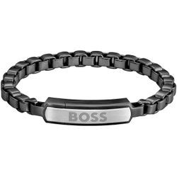 Armband BOSS "DEVON, 1580596M, 1580597M, 1580598M" Gr. M, grau (schwarz, edelstahlfarben), Armbänder, Herren, M, Edelstahl