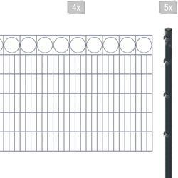 Doppelstabmattenzaun ARVOTEC "ESSENTIAL 120 zum Einbetonieren "Ring" mit Zierleiste", grau (anthrazit), H:120cm, Stahl, Kunststoff, Zaunelemente, Zaunhöhe 120 cm, Zaunlänge 2 - 60 m