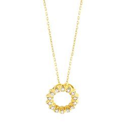 Kette mit Anhänger DIAMONDS BY ELLEN K. "Gold 375 zweifarbig mit 14x Diamant zus. 0,10ct.", gelb, Halsketten, Damen, 42/45cm, 0,10 ct, Gold, L: 45cm B: 14.0mm, glänzend, B:14.0mm