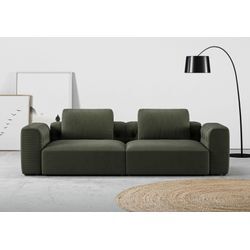 2,5-Sitzer RAUM.ID "Cushid" Sofas Gr. B/H/T: 268cm x 62cm x 109cm, Feincord, grün (oliv) Modulsofa, bestehend aus 2 Teilen, Breite 268 cm