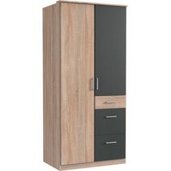 Kleiderschrank WIMEX "Click", grau (struktureichefarben hell, graphitfarben), Schränke, B/H/T: 90cm x 199cm x 58cm, 2 St. Drehtürenschrank Kleiderschrank ohne Spiegel