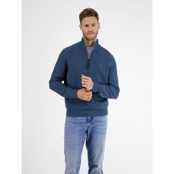 Strickpullover LERROS "LERROS Strickpullover, Troyerstyle" Gr. XL, blau (deep blue) Herren Pullover