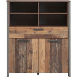 Highboard FORTE, grau (old wood vintage, beton, optik), Sideboards, Breite 106 cm