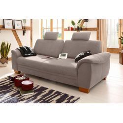 3,5-Sitzer HOME AFFAIRE "Husum", grau (hellgrau), B:225cm H:90cm T:106cm, Luxus-Microfaser mit Druck (100% Polyester), Luxus-Microfaser in Lederoptik (100% Polyester), Luxus-Microfaser ALTARA NUBUCK (100% Polyester), Sofas, mit Sitztiefenverstellung, Kontrastnaht und Federkern