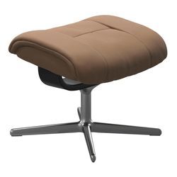 Fußhocker STRESSLESS "Mayfair", braun (latte batick), B:55cm H:41cm T:39cm, Leder BATICK: BATICK ist ein leicht korrigiertes, durchgefärbtes und genarbtes Möbelleder, bei dem die meisten Unebenheiten und Spuren in der Regel entfernt wurden., Hocker, mit Cross Base, Größe S, M & L, Holzakzent Schwarz