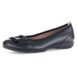 Ballerina GABOR Gr. 40, schwarz, Damen, Nappaleder, Lackleder, unifarben, Schuhe, Businessschuh, Halbschuh, Schlupfschuh, komfortabler Elastikeinfass