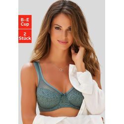 Minimizer-BH PETITE FLEUR, Damen, Gr. 100, Cup D, grün (grün, weiß), Microtouch, Obermaterial: 50% Polyamid, 40% Baumwolle, 10% Elasthan, feminin, BHs, im attraktiven Doppelpack