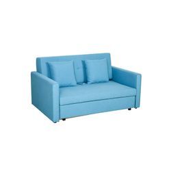HOMCOM Schlafsofa Schlafcouch mit Bettfunktion, mit Stauraum, 2-Sitzer Sofa 1 Teile, für Wohnzimmer, Polyester, Holz, blau|grau