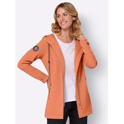 Shirtjacke CASUAL LOOKS "Jersey-Jacke", Damen, Gr. 42, orange (papaya), 95% Polyester, 5% Elasthan, unifarben, Rundhals, Langarm, Shirts