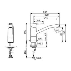 Hansa Polo Einhebelmischer Küchenarmatur 5148 Ausladung 216mm DN15 Chrom 51482293