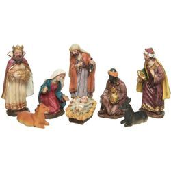 Weihnachtskrippen-Set aus Polyresin mit 8 Figuren 4x6x12 cm