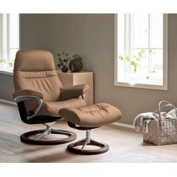 Relaxsessel STRESSLESS "Sunrise", braun (almond paloma), B:79cm H:103cm T:73cm, Leder BATICK: BATICK ist ein leicht korrigiertes, durchgefärbtes und genarbtes Möbelleder, bei dem die meisten Unebenheiten und Spuren in der Regel entfernt wurden., Leder PALOMA: PALOMA ist ein durchgefärbtes Semianilin-Möbelleder mit natürlicher Narbung., ROHLEDER Stoff Q2 FARON: Ein fester zuverlässiger Bouclu00e9 m