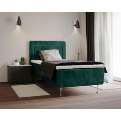 Boxspringbett INOSIGN "Hacer" Komplettbetten Gr. Samtoptik, Liegefläche B/L: 90 cm x 200 cm, H2/H3, grün (dark green) Boxspringbett Topper, H2 oder H3 und in Breiten 70,80,90,120,140,160,180 wählbar