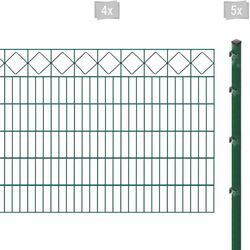 Doppelstabmattenzaun ARVOTEC "ESSENTIAL 120 zum Einbetonieren "Karo" mit Zierleiste", grün (dunkelgrün), H:120cm, Stahl, Kunststoff, Zaunelemente, Zaunhöhe 120 cm, Zaunlänge 2 - 60 m