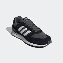 Sneaker ADIDAS SPORTSWEAR "RUN 80S", Gr. 42, schwarz (core schwarz, cloud weiß, grau six), Leder, Textil, sportlich, Schuhe