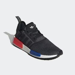 Sneaker ADIDAS ORIGINALS "NMD_R1" Gr. 40, bunt (core schwarz, semi lucid blau, glory rot), Textil, Synthetik, Schuhe