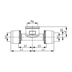 Tece logo-Ax T-Stück Dimension 16mm x Rp 1/2" x 16mm Siliziumbronze 8802801