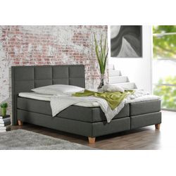 Boxspringbett HOME AFFAIRE "Casey", grau (anthrazit), B:171cm L:209cm, Struktur fein (100% Polyester), Komplettbetten, Boxspringbett, in 5 Breiten, 3 Ausführungen, 2 Härtegraden, Steppung, Topper