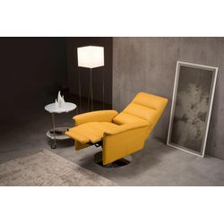 Sessel EGOITALIANO "Kelly Designsessel" Gr. Leder BULL, Drehfunktion-Relaxfunktion, B/H/T: 83 cm x 105 cm x 92 cm, gelb Einzelsessel Relaxsessel drehbar, manuelle Relaxfunktion mit Push-Back-Mechanismus