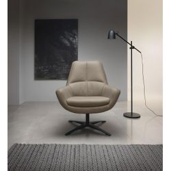 Drehsessel BETYPE "Be Organic Standard Back, Loungesessel", grau (taupe), B:81cm H:92cm T:83cm, 100% Echtleder, Sessel, in elegantem Design mit Drehfunktion