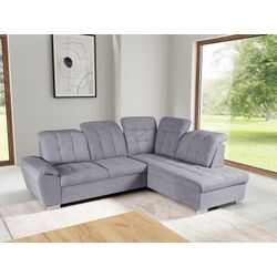 Ecksofa WERK2 "Brindisi L-Form", grau (hellgrau), B:263cm H:105cm T:212cm, 95% Polyester, 5% Nylon, Sofas, mit verstellbaren Kopfteilen, Bettfunktion & Bettkasten