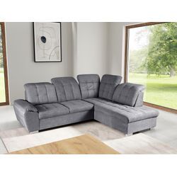 Ecksofa WERK2 "Brindisi L-Form", grau, B:263cm H:105cm T:212cm, 95% Polyester, 5% Nylon, Sofas, mit verstellbaren Kopfteilen, Bettfunktion & Bettkasten