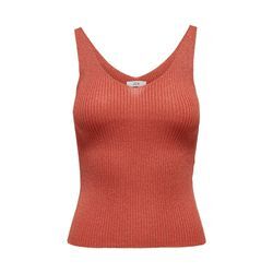 JDY Tank Top 'JDYBODILLA S/L TOP KNT' Burnt Sienna W DTM LUREX, Unifarben, Rot - Gr. L