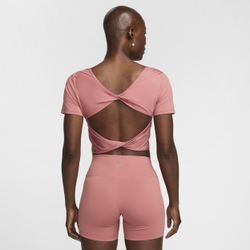 Nike One Classic Dri-FIT Twist-Crop Top mit kurzen Ärmeln für Damen - Pink