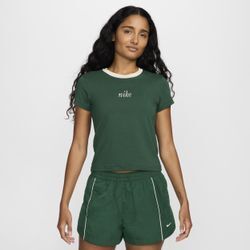 Nike Sportswear Chill Knit schmal geschnittenes Kurz-T-Shirt (Damen) - Grün