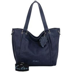 Henkeltasche FRITZI AUS PREUSSEN "Eco-Fritzi02", Damen, Gr. B/H/T: 12.5cm x 33.5cm x 54cm, blau (dunkelblau), unifarben, Taschen, aus veganen und recycelten Materialien