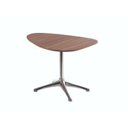 Beistelltisch FLEXLUX "Nachttisch, Sofatisch, Kaffeetisch, Couchtisch, Nierenform", braun (walnuss, alu glänzend, walnuss), B:65cm H:45cm T:47cm, Tische, Walnuss oder Eiche Furnier, Fuß Alufarbig oder Schwarz, Höhe 45 cm