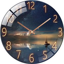 Alarm Clock Digitale Wanduhr Mit Geringem Geräuschpegel, 30 Cm/12 Zoll Ozeanreflexion Wanduhr Quarzuhr Leise Stille Einfache Uhr Für Wohnkultur Kinderzimmer