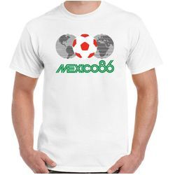 91460000mac2gm0lxu Mexiko 86 Fußball Retro 1986 Weltmeisterschaft Logo Kit England Retro Unisex T-Shirt