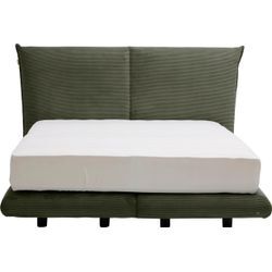 Boxspringbett TOM TAILOR HOME "SOHO PILLOW BOX" Komplettbetten Gr. Cord TRI ohne TOM TAILOR Print, Liegefläche B/L: 200 cm x 200 cm, H2/H3, 5-Zonen-Tonnentaschen-Federkern-Partnermatratze, grün (turtle tri 333) Boxspringbett in Schwebeoptik, Kopfteil Kissenform, Höhe 120 cm