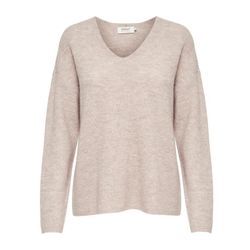 ONLY V-Pullover 'ONLCAMILLA V-NECK L/S PULLOVER KNT NOOS' Pumice Stone Melange, Unifarben, Beige - Gr. M