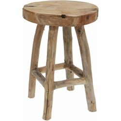 Massivholz Teak Sitzhocker mit 4 Beinen - ø 30 cm - Holz Sitz Hocker Blumen Ständer handgefertigt