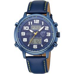 Funkchronograph ETT "Hunter, EGS-11450-32L" Armbanduhren blau Herren Armbanduhr, Herrenuhr, Stoppfunktion, Datum, Solar