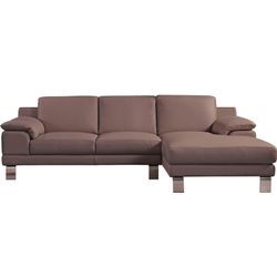 Ecksofa EGOITALIANO "Shakira, Design und super Sitzkomfort auf hohem Niveau, tolle Details" Sofas Gr. B/H/T: 236 cm x 84 cm x 152 cm, Leder BULL, Recamiere rechts, beige (safari) mit Recamiere, L-Form, edle Füße