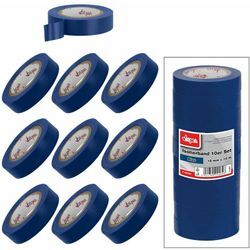 Dema - Isolierband Klebeband 10er Set Blau 15mm x 10m Eelektriker Tape selbstklebend