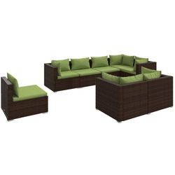 Vidaxl - 8-tlg. Garten-Lounge-Set mit Kissen Poly Rattan Braun