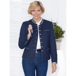 Kurzblazer CLASSIC "Blazer", Damen, Gr. 42, blau (marine), 50% Polyester, 50% Wolle, Langarm, Blazer