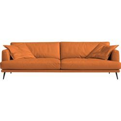 2,5-Sitzer EGOITALIANO "Sophia, Designsofa mit extrakomfortablem Sitzkomfort", orange, B:214cm H:77cm T:96cm, Leder BULL (Echtes Rindsleder). Geschliffenes, pigmentiertes und behandeltes Rindsleder mit einer Dicke von 1, 3-1, 5 mm. Es handelt sich um ein weiches, geschütztes Leder. Eine leichte Deckschicht schützt sie vor Flecken, ohne ihre ursprünglichen Eigenschaften zu verändern. Dieses geschüt