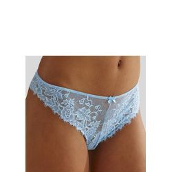 LASCANA String blau Gr. 44/46 für Damen. Mit Spitze, Schleife. Figurbetont. Nachhaltig.