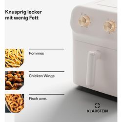 Klarstein Klarstein Heißluftfritteuse, Airfryer Backofen, 1900 Watt Kompakte Heißluftfritteuse, 8,3L Luft-Friteuse mit Timer, Einfache Bedienung,